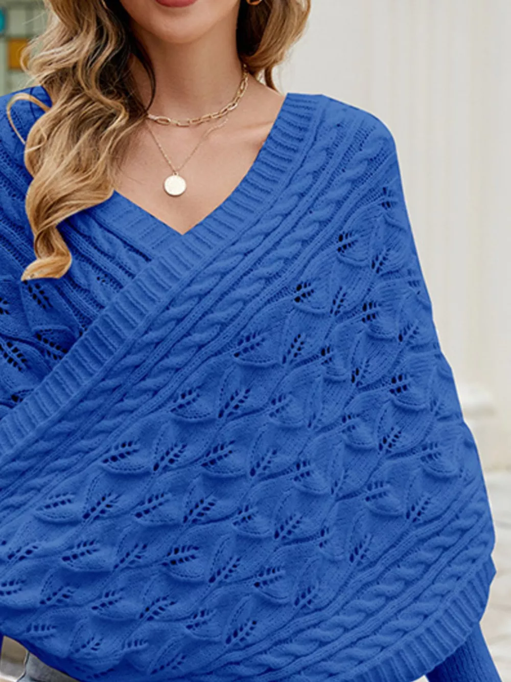 Cable Knit Batwing Sleeve Sweater, image 14