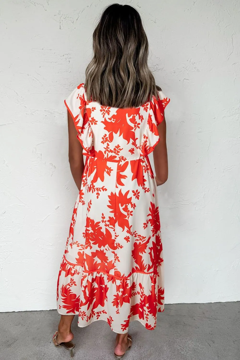 Floral V-Neck Summer Midi Dress, image 7