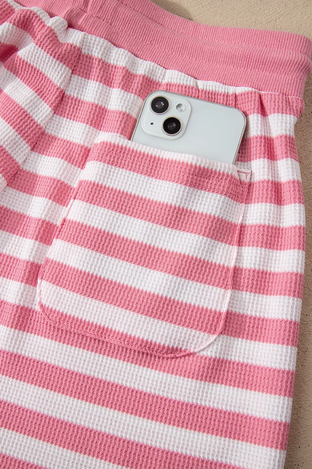 Striped Round Neck Top and Shorts Set, image 12