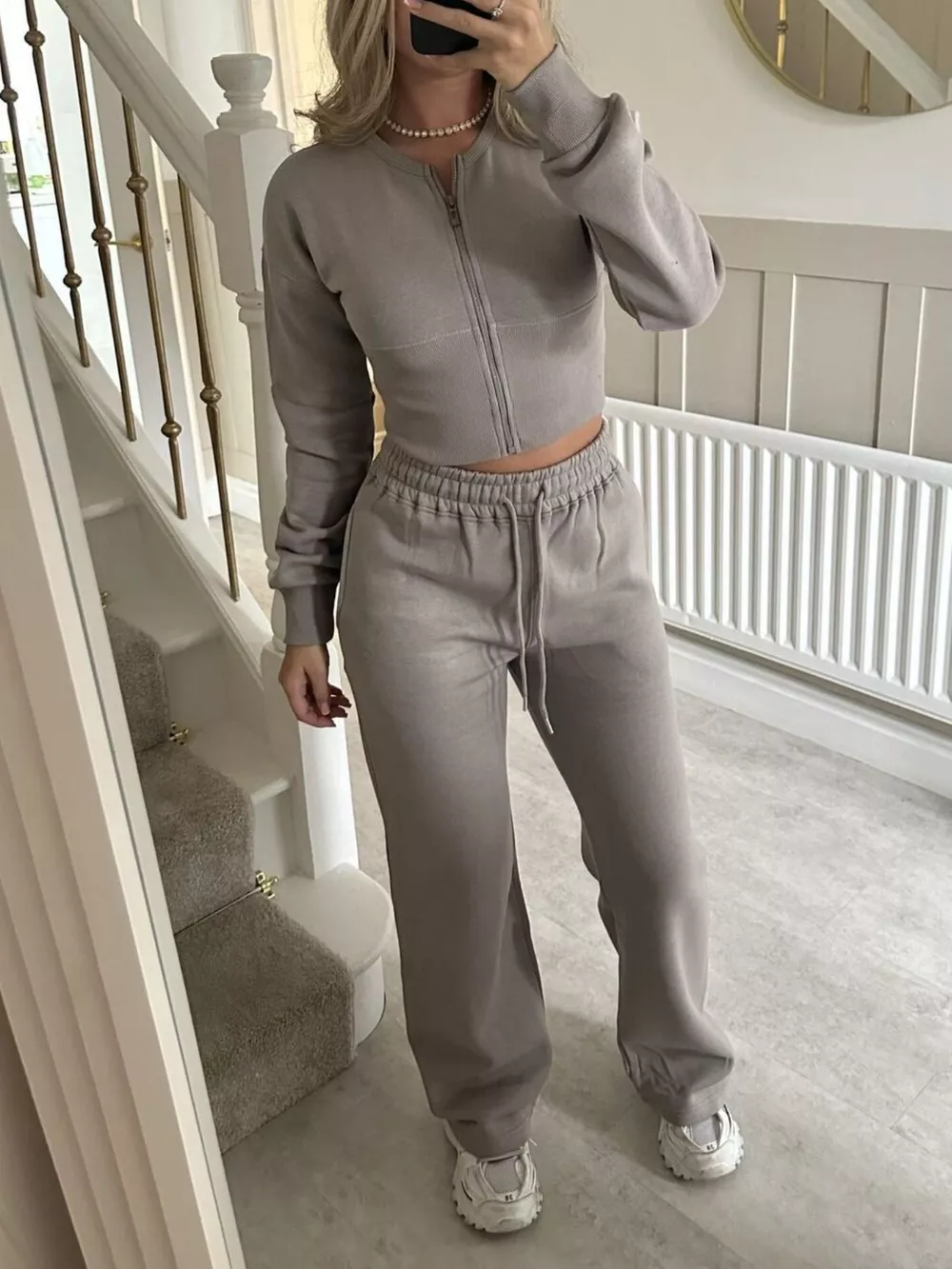Zip-Up Crop Hoodie and High-Waisted Pants Set, image 13