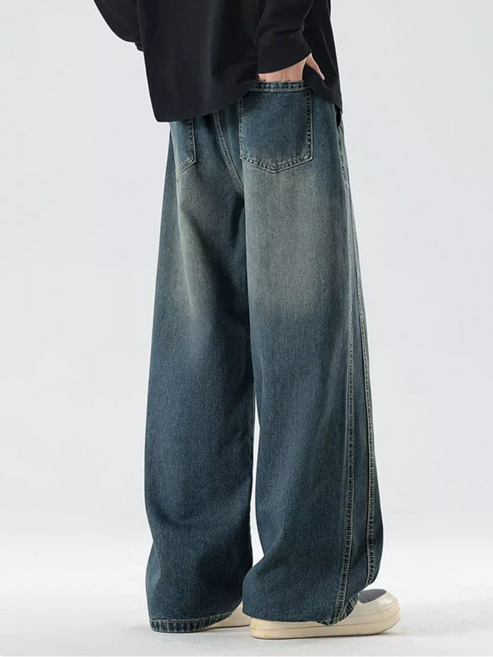 Men's Full Size Wash Wide Leg Jeans Plus Size, image 6