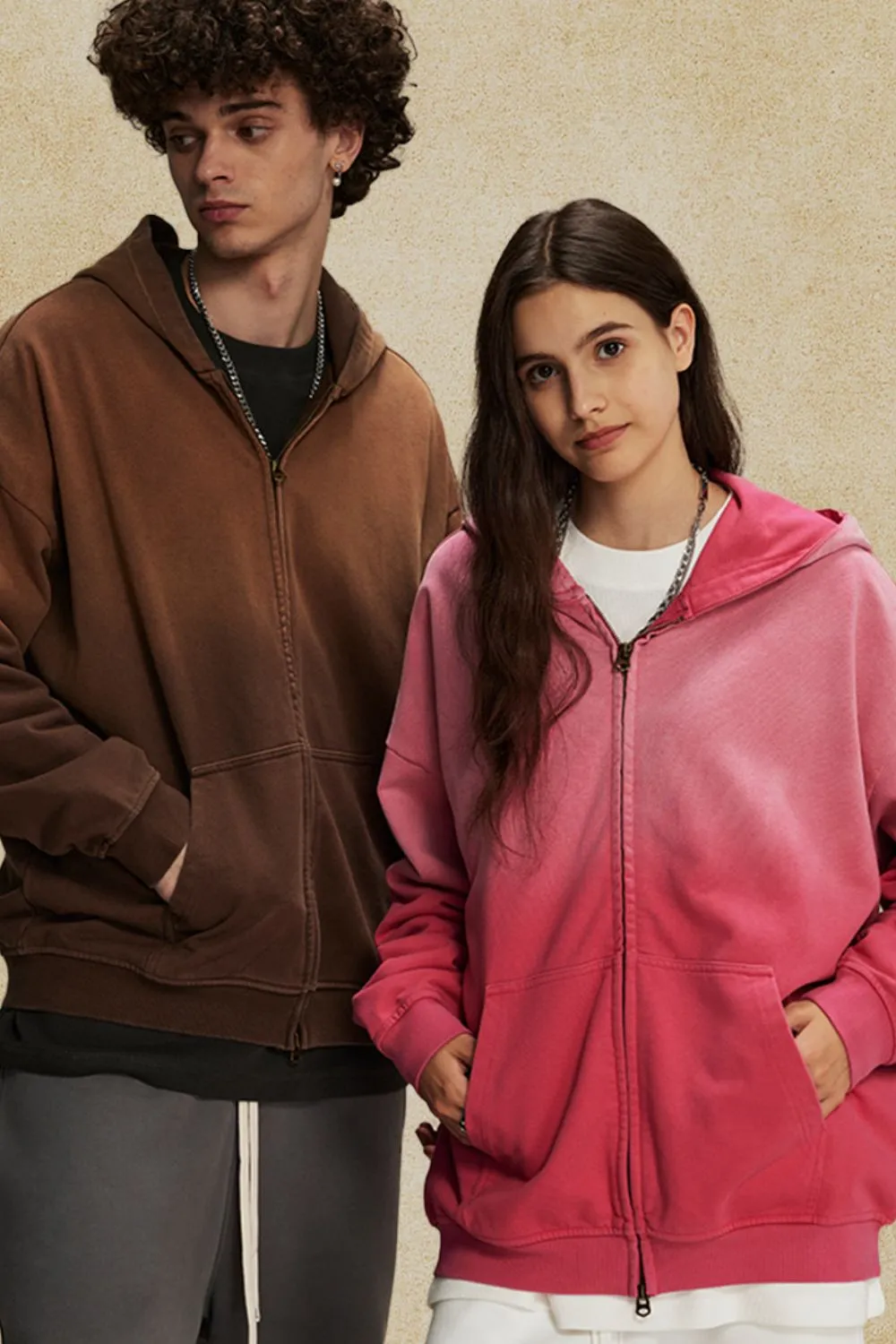 Men's Gradient Zip Up Drop Shoulder Hoodie, image 7