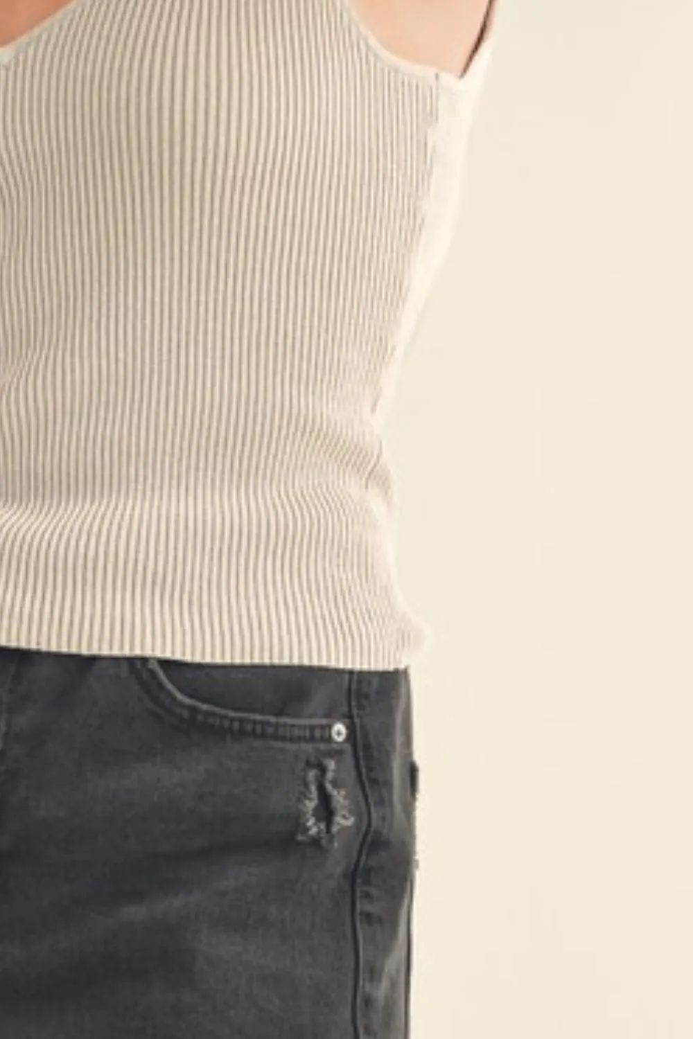 Ribbed Wide Strap Knit Tank, image 2