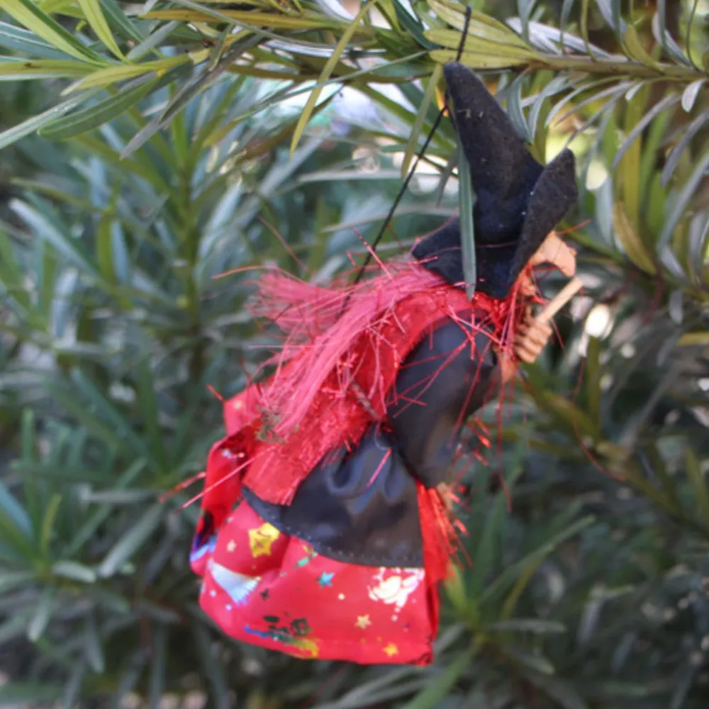 Halloween Decorative Witch Figurines with Broomsticks Set, image 4