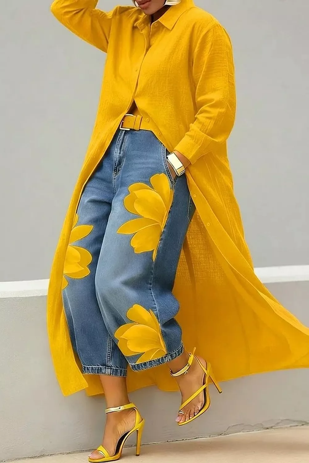 Button Up Long Sleeve Longline Shirt, image 4