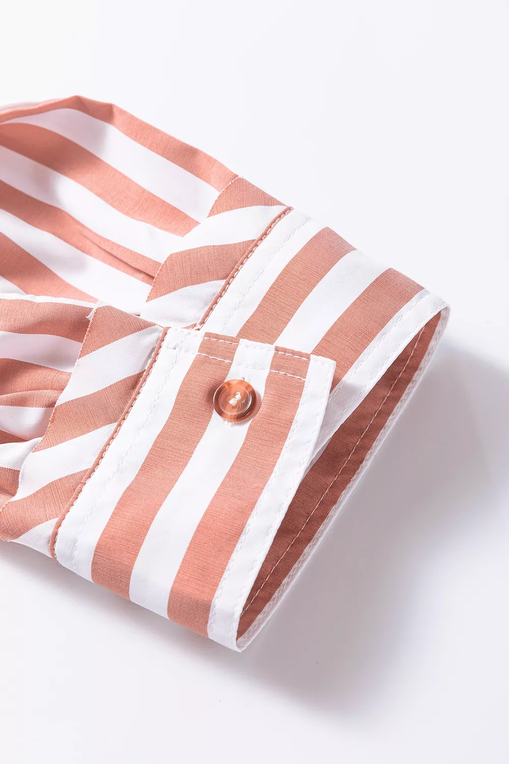 Stripe Collar Button Front Bracelet Sleeve Ruffle Hem Shirt, image 7