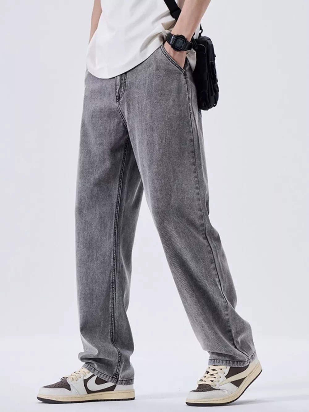 Men's Wash Wide Leg Jeans, image 11