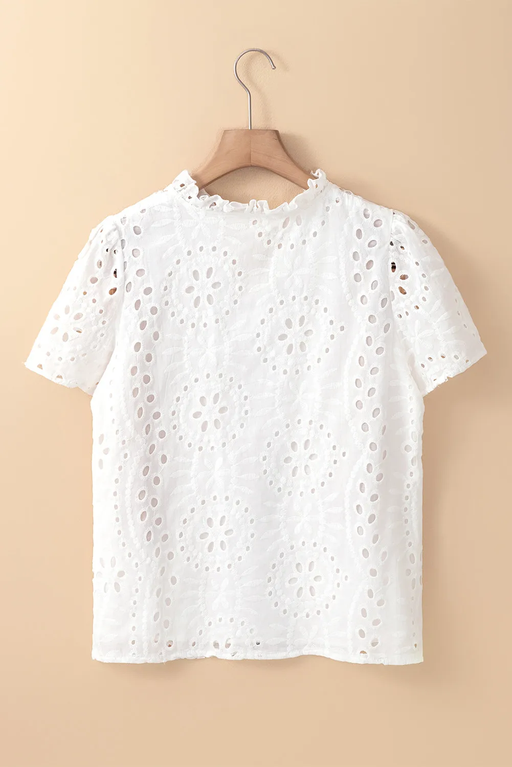 Eyelet Frill Short Sleeve Blouse, image 4