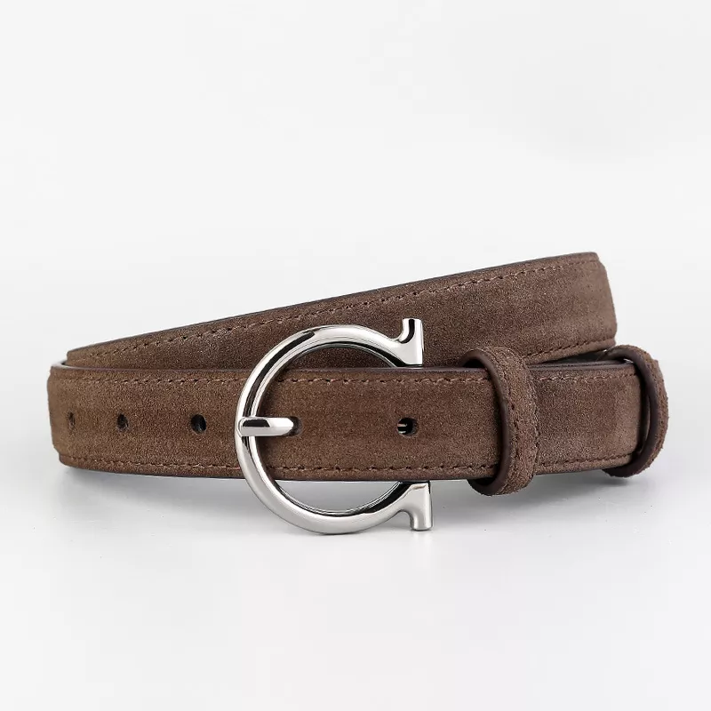 Leather Belt with Silver Buckle, image 4