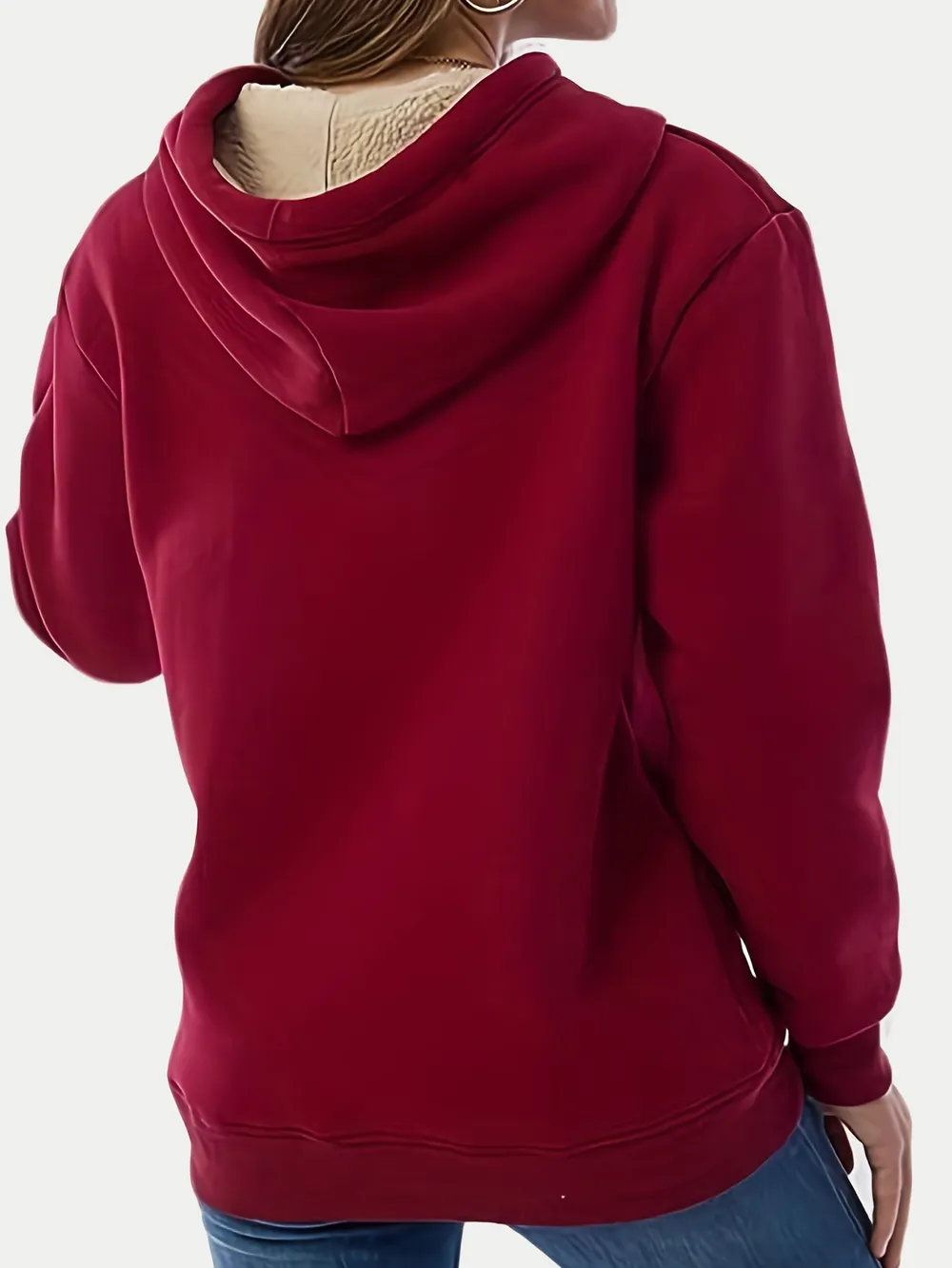 Drawstring Long Sleeve Hoodie with Kangaroo Pocket, image 3