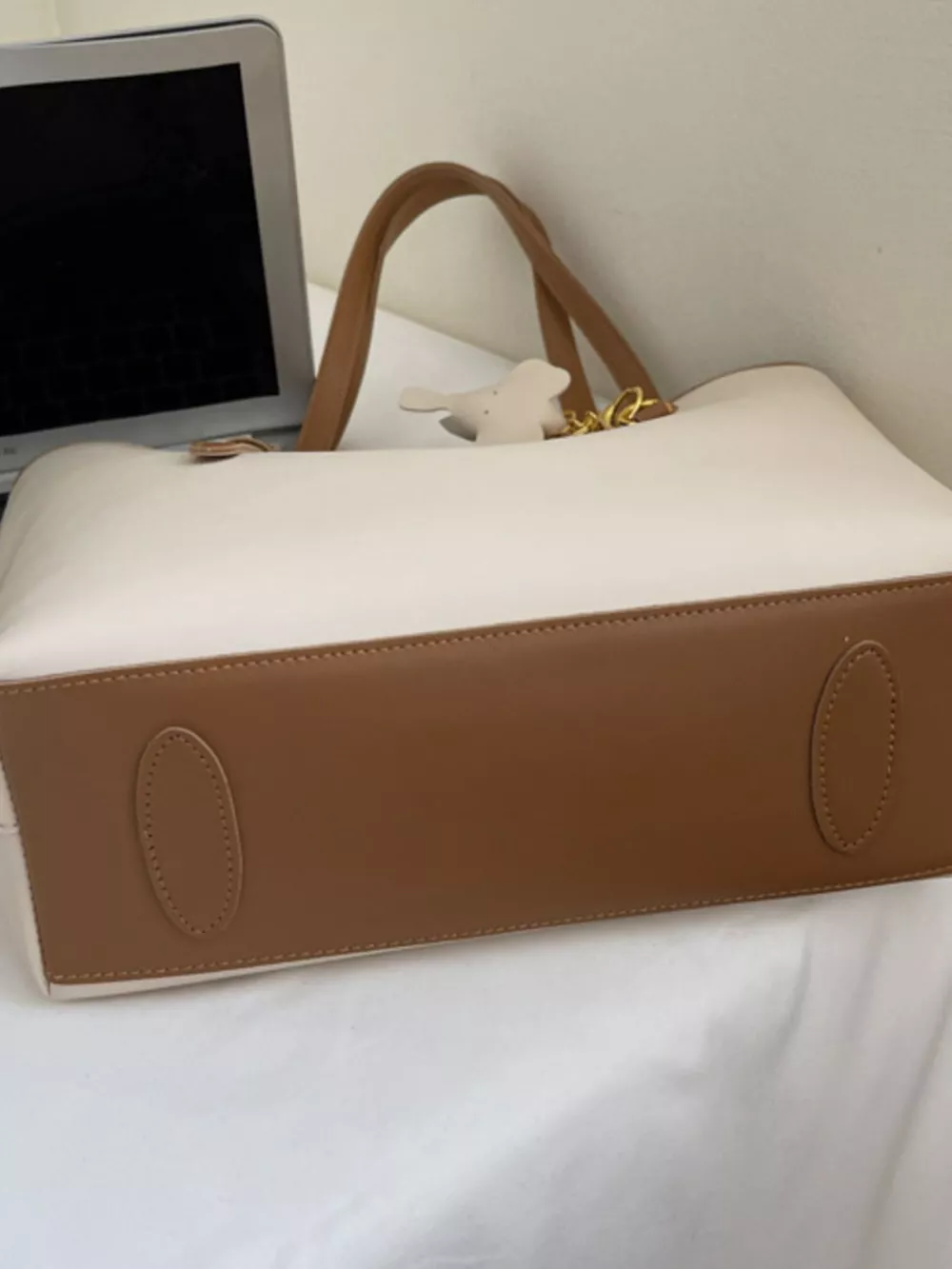 Contrast Leather Shoulder Bag, image 6