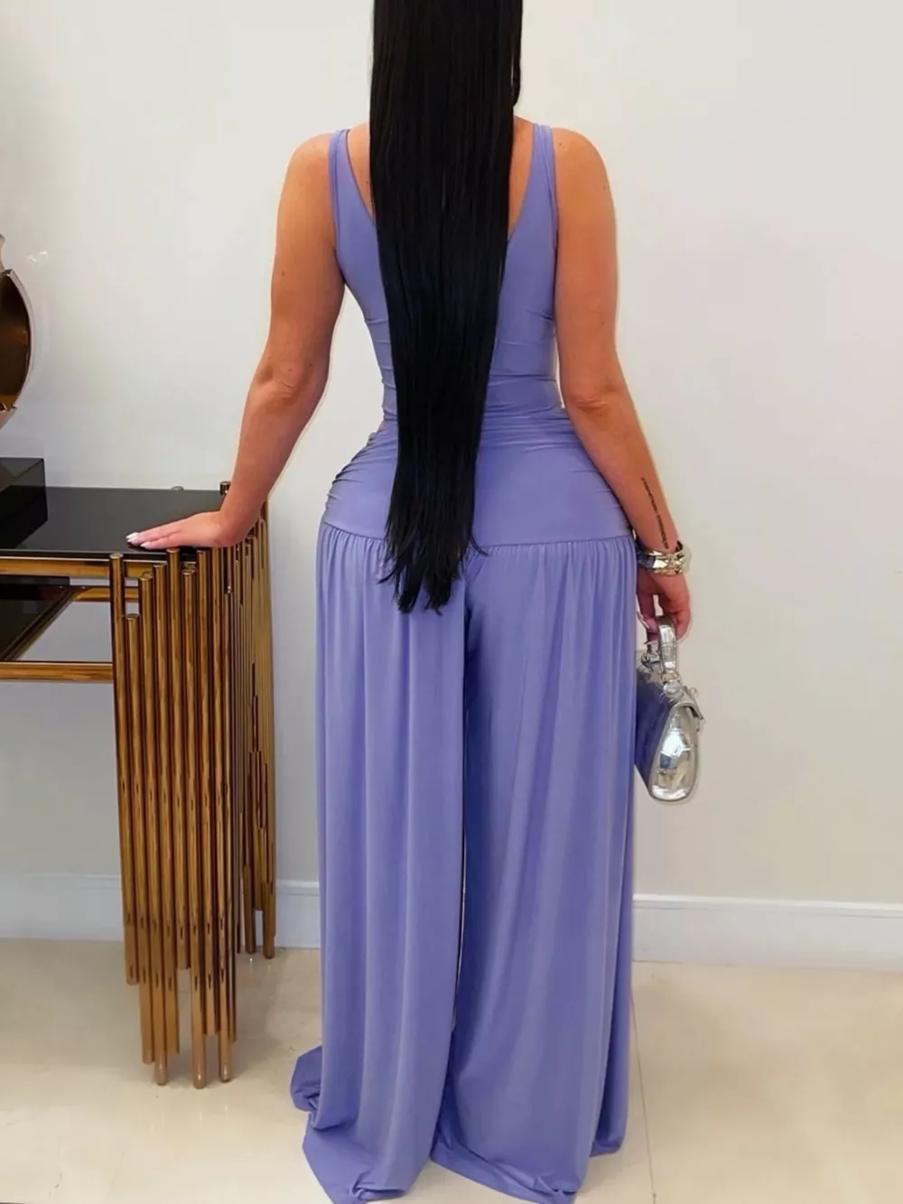 Cutout Detail Sleeveless Wide-Leg Jumpsuit, image 2