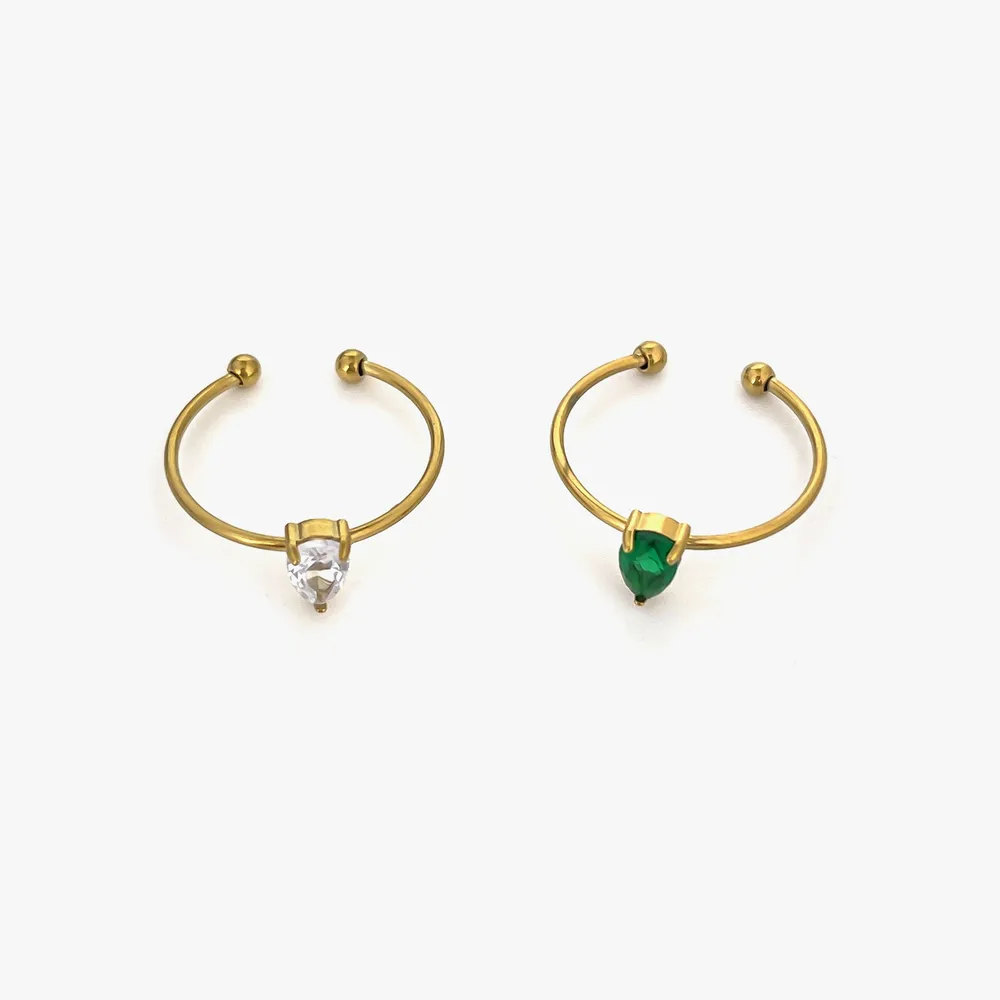 2-Piece 18K Gold-Plated Inlaid Zircon Open Ring, image 3