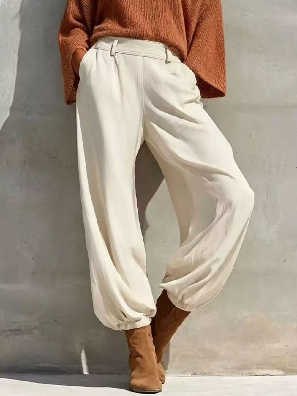 One-Shoulder Knit Top and High-Waisted Pants Set, image 12