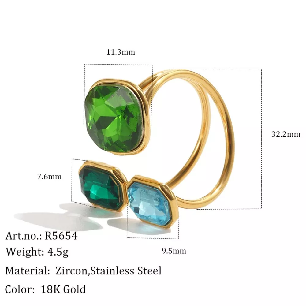 Stainless Steel Zircon Open Ring, image 4