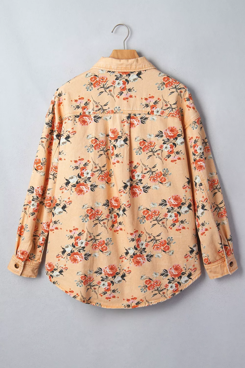 Floral Print Long Sleeve Denim Jacket, image 7