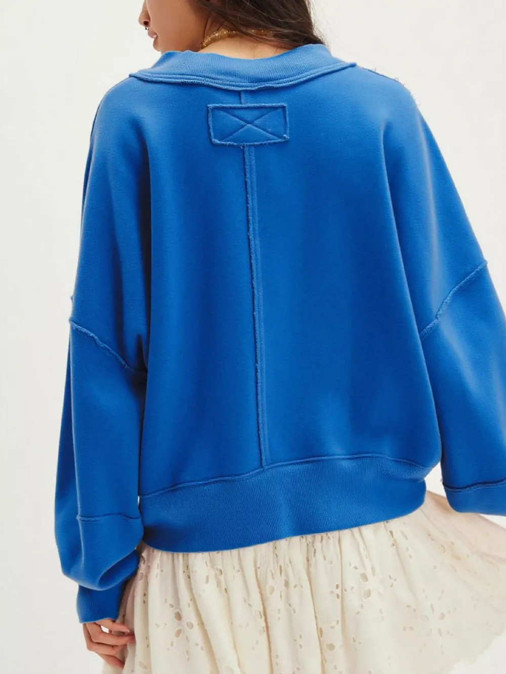 Exposed Seam Dropped Shoulder Sweatshirt, image 5