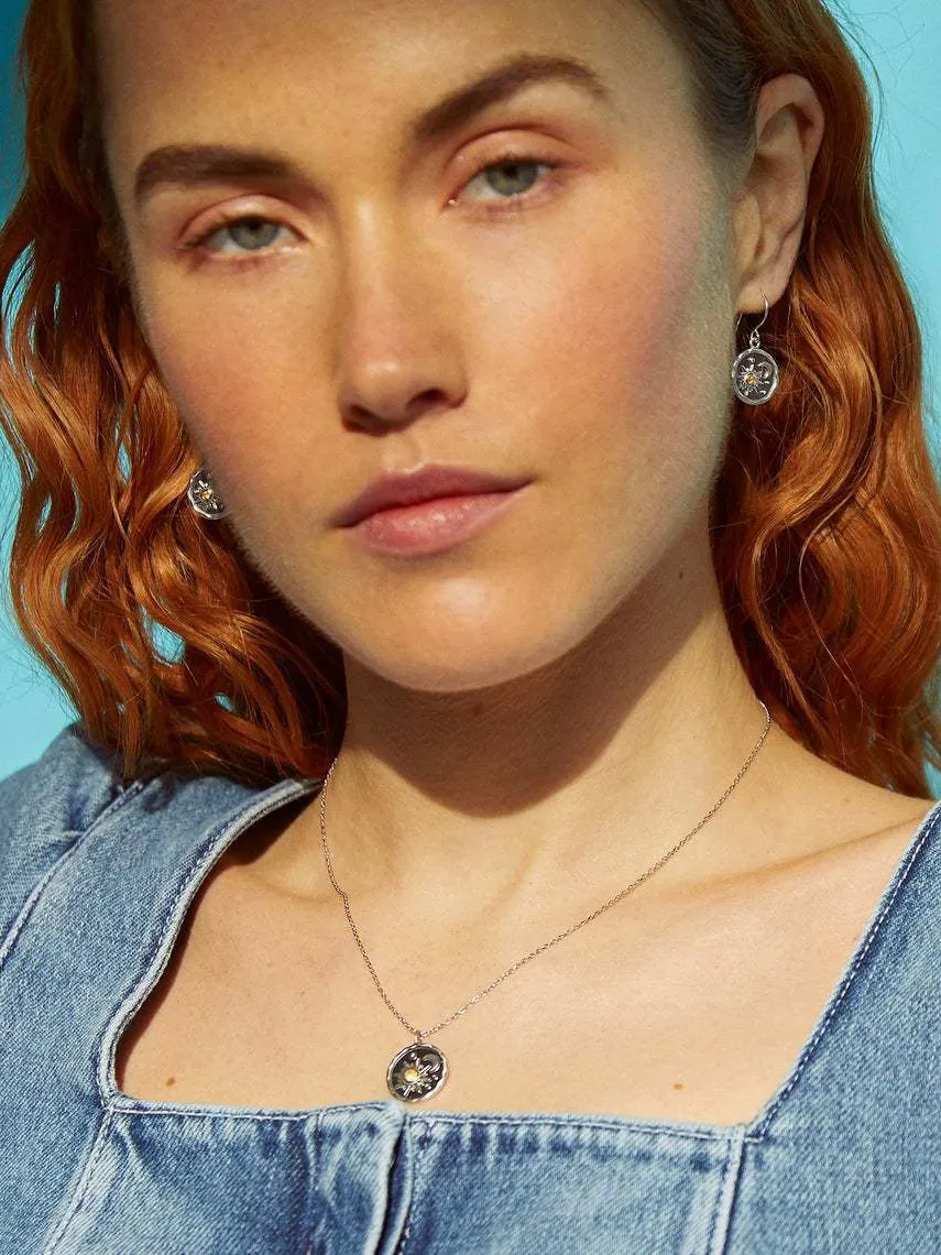Alloy Inlaid Zircon Sun & Moon Necklace, image 5