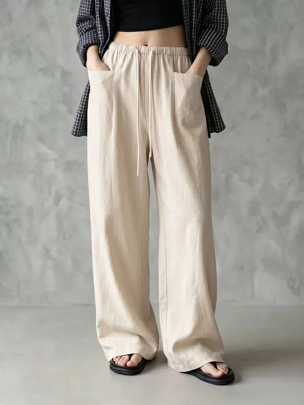 Full Size Drawstring Wide-Leg Casual Pants Plus Size, image 4