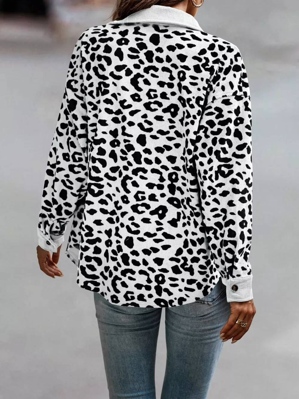 Full Size Leopard Print Button-Down Jacket Plus Size, image 11