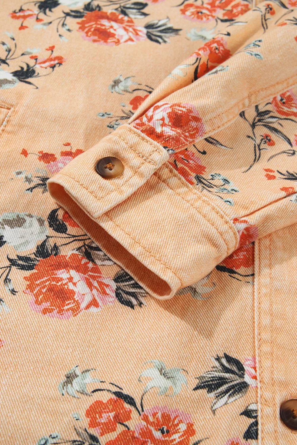 Floral Print Long Sleeve Denim Jacket, image 11