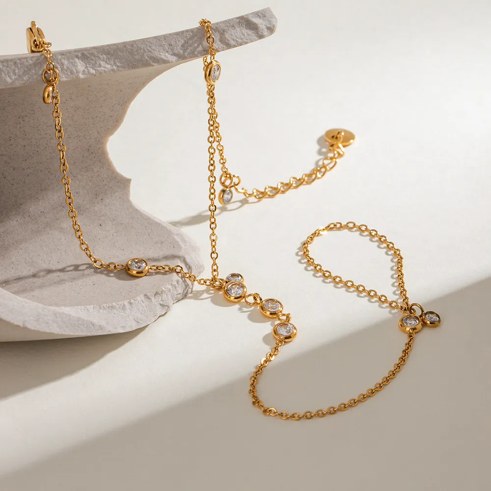 18K Gold-Plated Inlaid Rhinestone Chain Bracelet, image 4