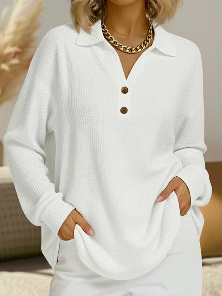 Full Size Textured Knit Decor Button Top Plus Size, image 7