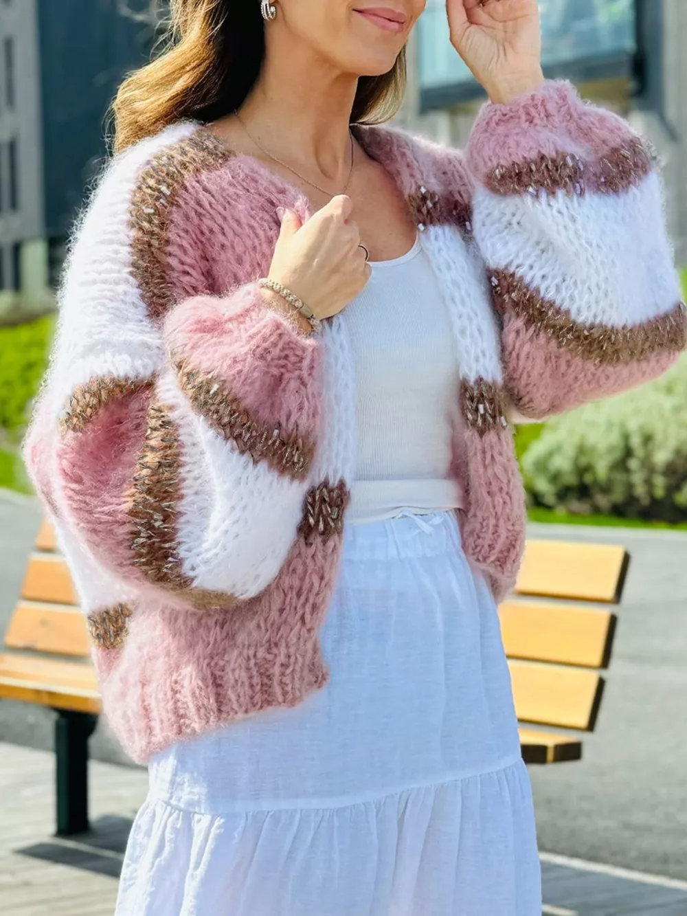 Color Block Open Front Cardigan