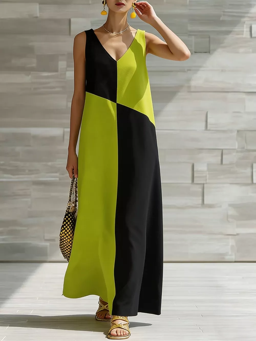 Color Block Sleeveless Maxi Dress, image 10