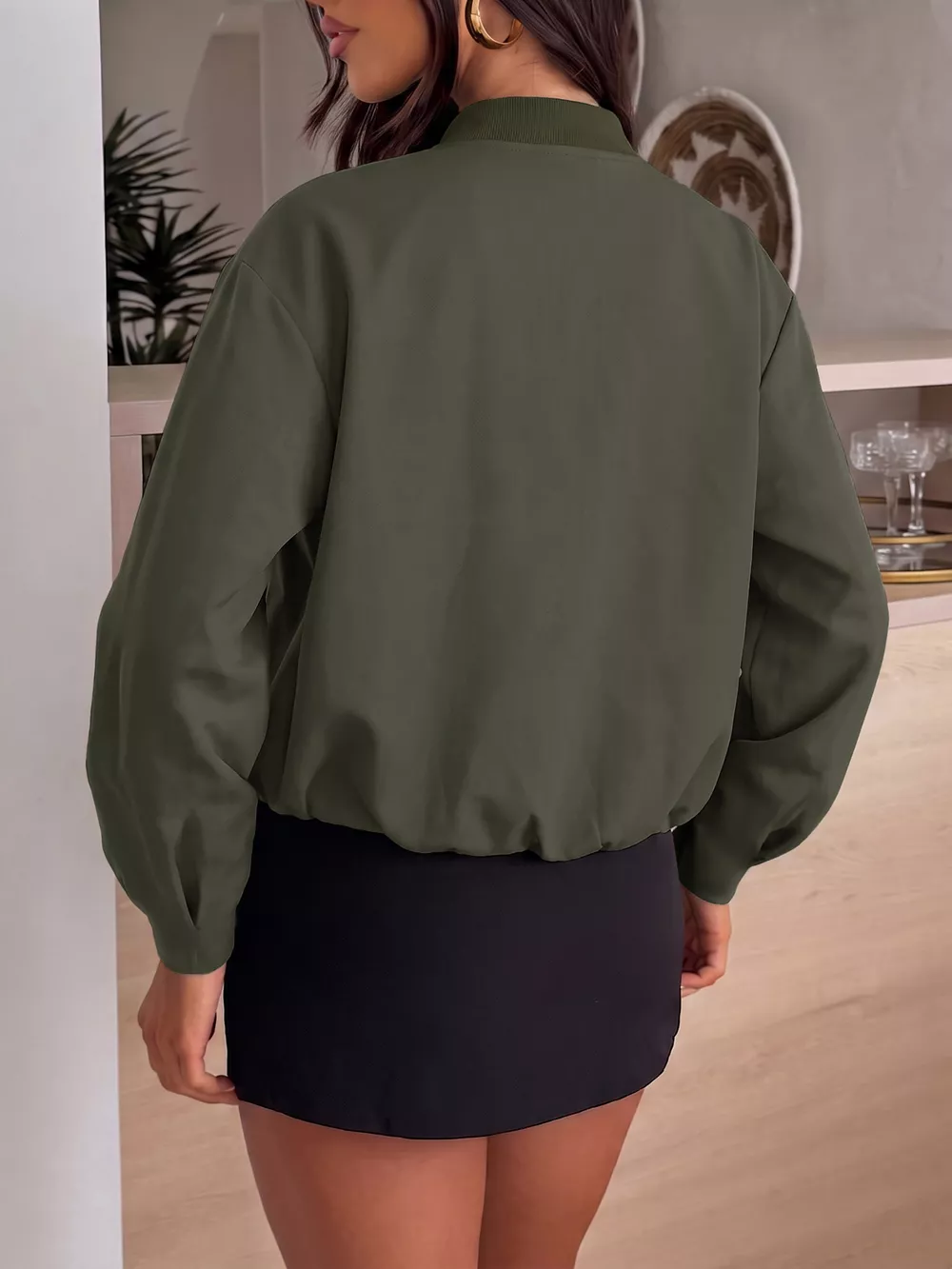 Zip-Up Dropped Shoulder Jacket, image 6