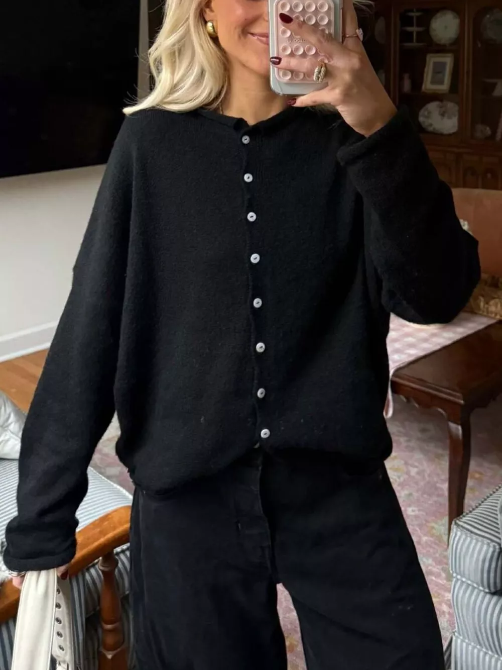 Button-Down Dropped Shoulder Cardigan, image 17