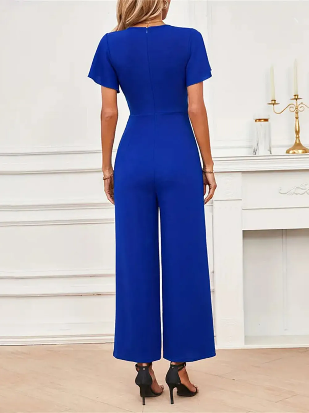 V-Neck Flutter Sleeve Jumpsuit, image 9