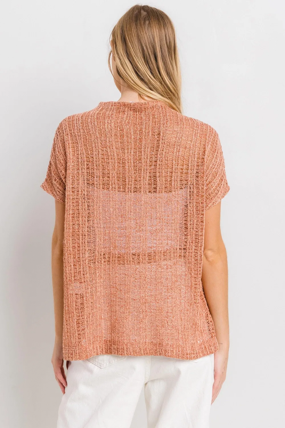 Ces Femme See Through Crochet Mock Neck Cover Up, image 2
