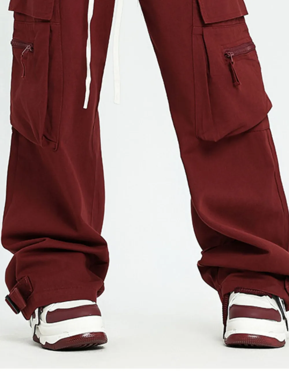 Men's Drawstring Wide Leg Cargo Pants, image 3