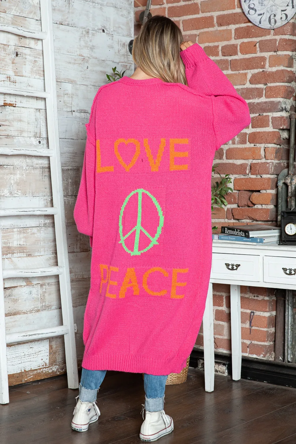 Letter Dropped Shoulder Long Sleeve Cardigan, image 20