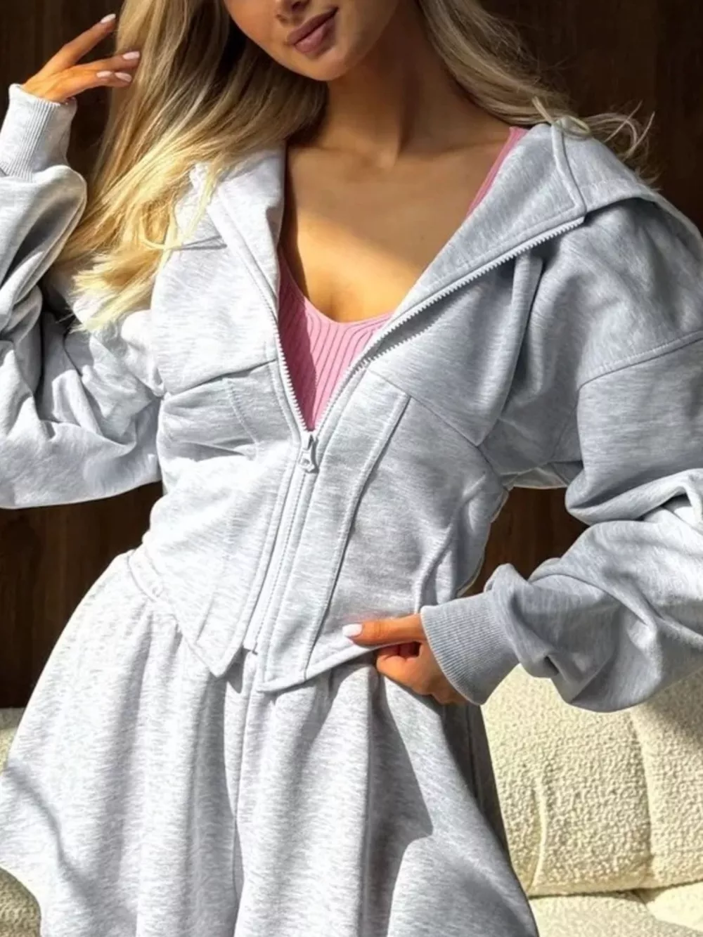 Zip-Up Cropped Hoodie, image 6