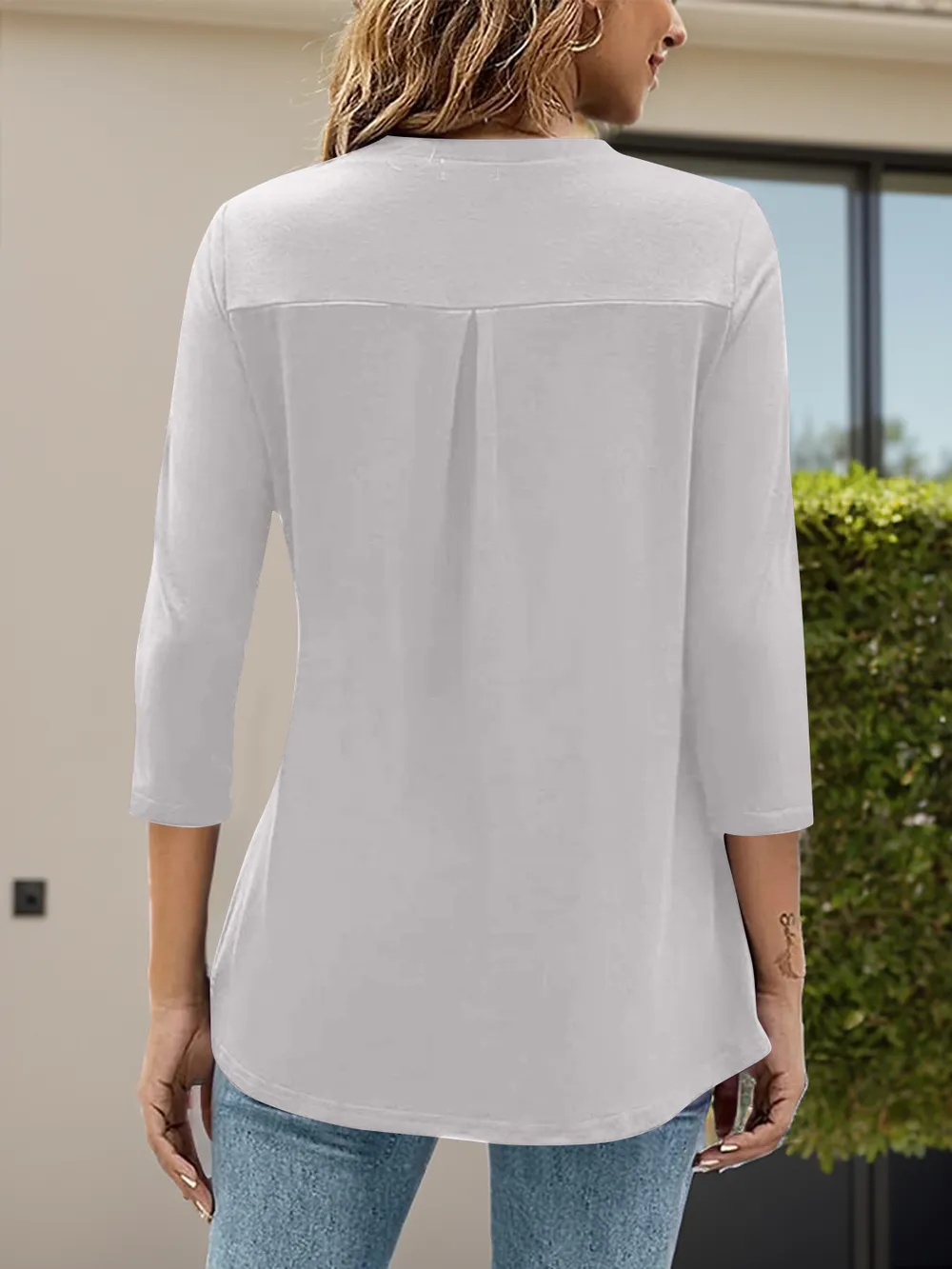 Notched Three-Quarter Sleeve T-Shirt, image 23