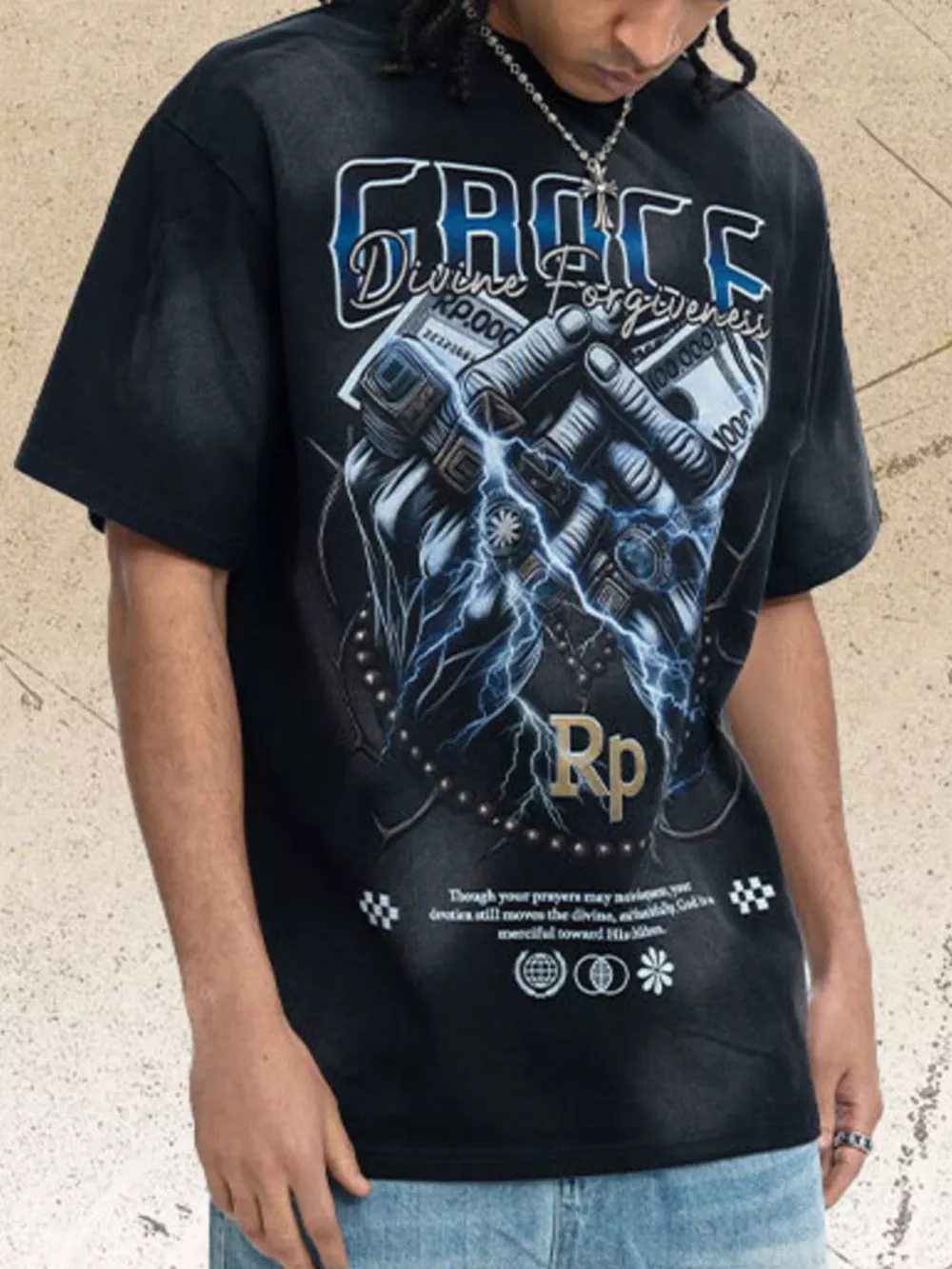 Men's Grace Divine Forgiveness Graphic T-Shirt, image 3