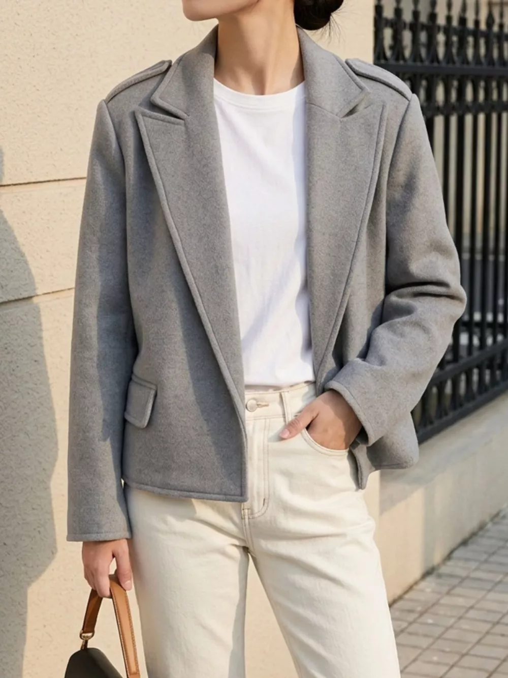 Lapel Collar Cropped Outerwear, image 10
