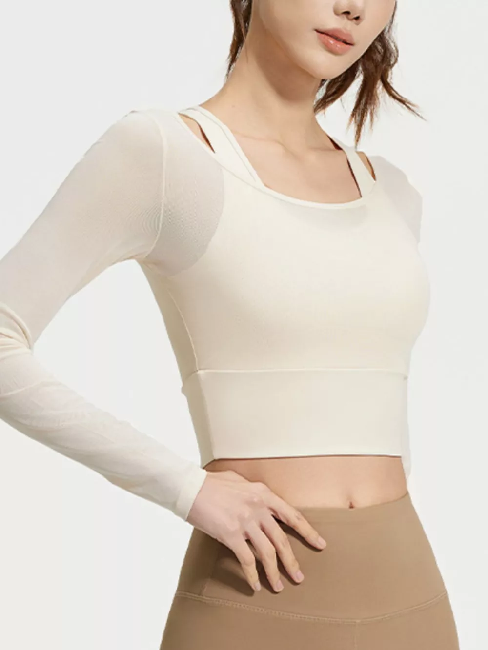 Long Sleeve Active T-Shirt with Built-in Bra, image 10