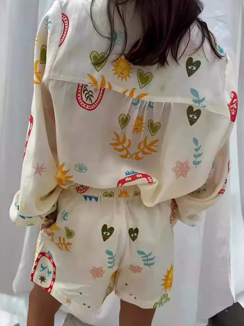 Printed Long Sleeve Shirt and Shorts Set, image 5