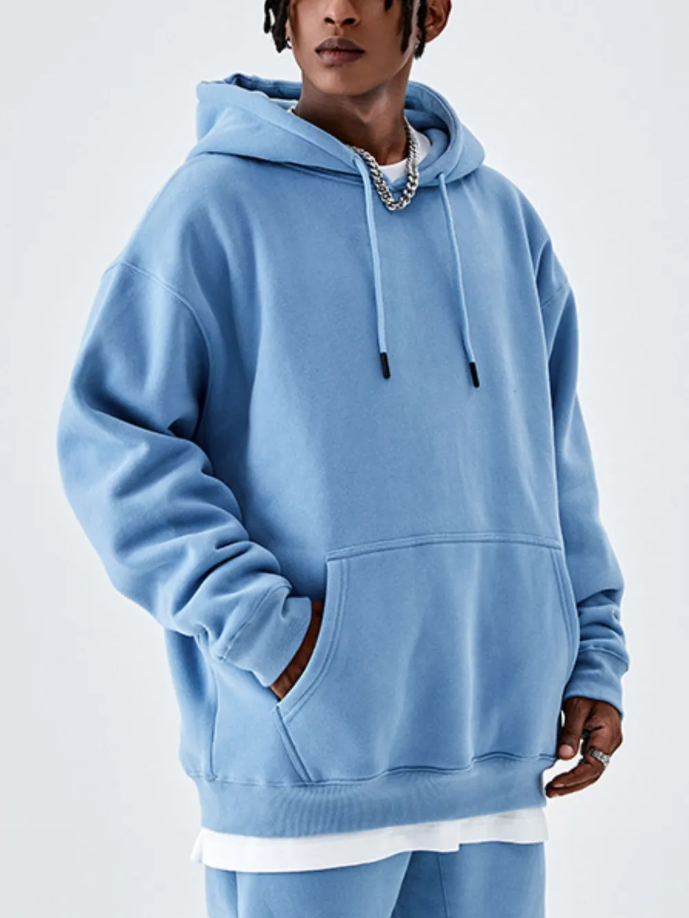 Men's Drawstring Drop Shoulder Hoodie, image 9