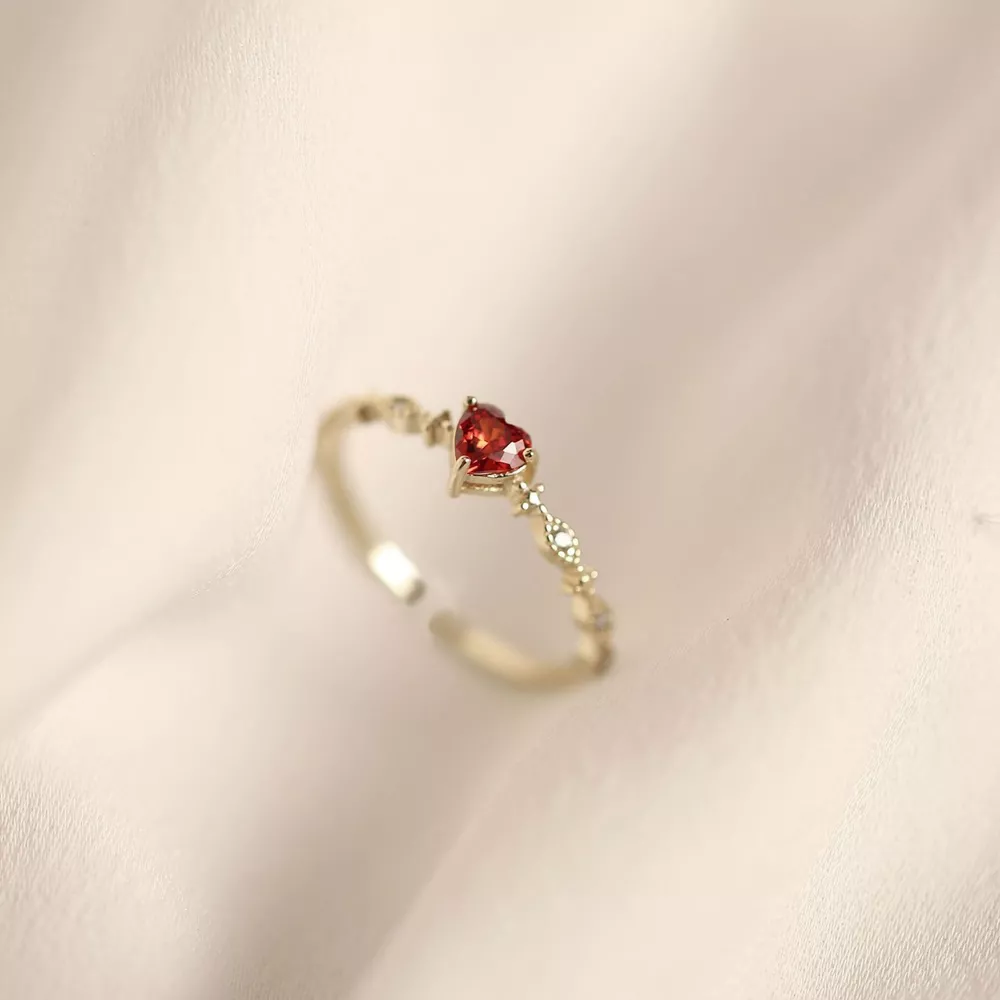 925 Sterling Silver Zircon Heart Open Ring, image 2