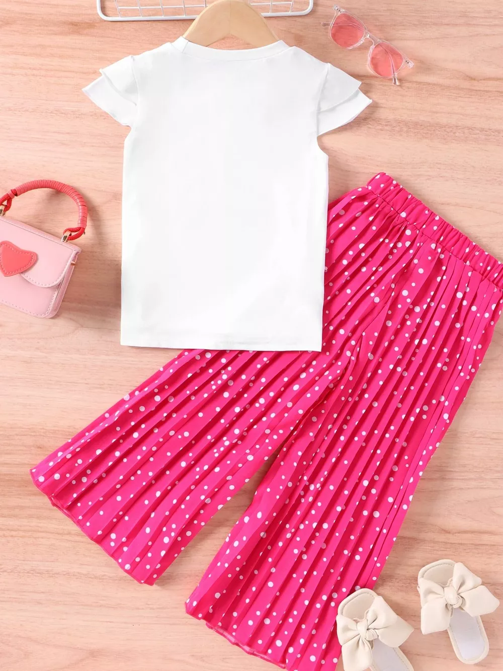 Children's Graphic Tee & Polka Dot Pleated Pants Set, image 5
