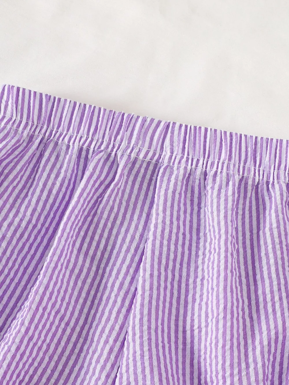Children's Striped Ruffle Sleeve Top and Shorts Set, image 6