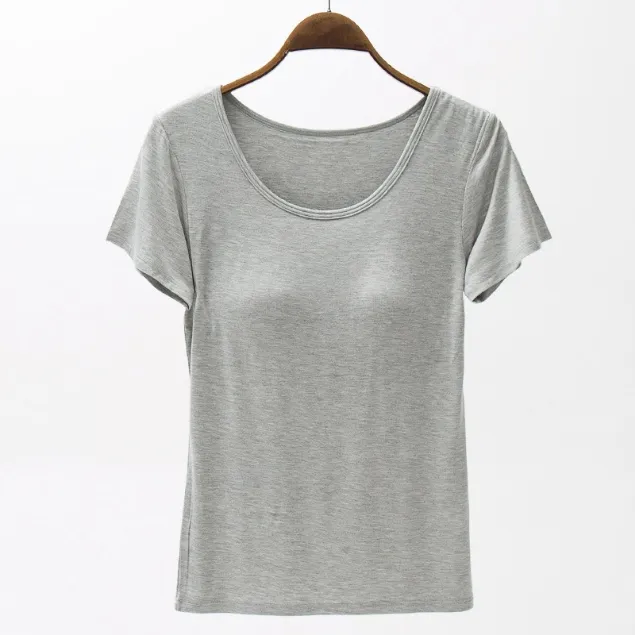 Round Neck Modal T-Shirt with Bra, image 12