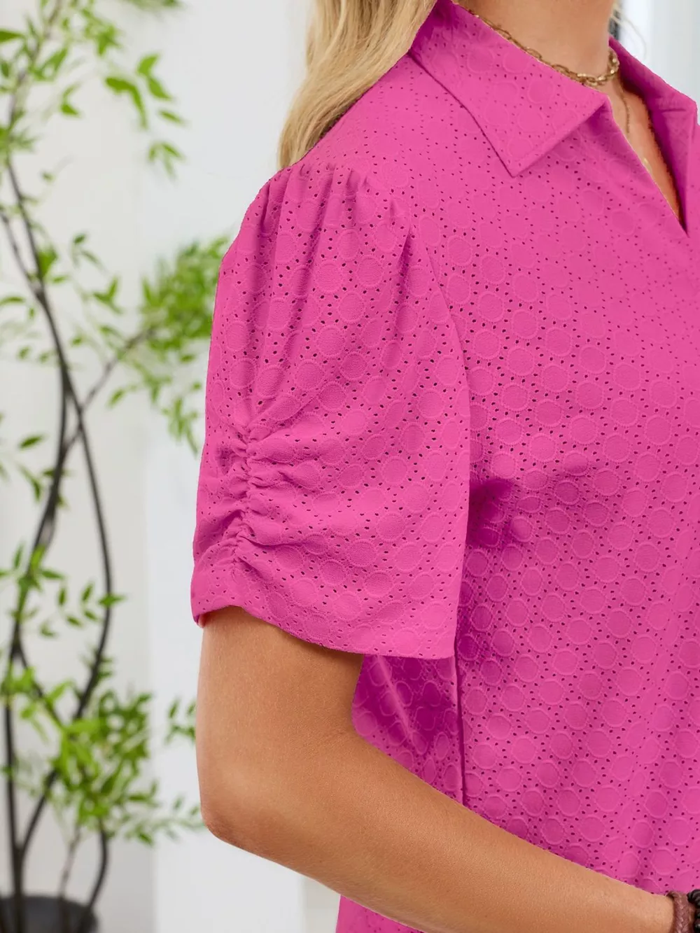 Eyelet Short Sleeve Blouse, image 12