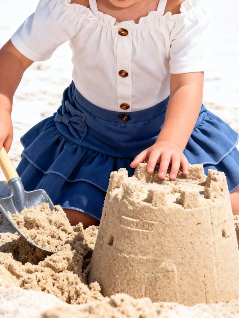 Children's Off-Shoulder Top and Ruffled Denim Skirt Set, image 2
