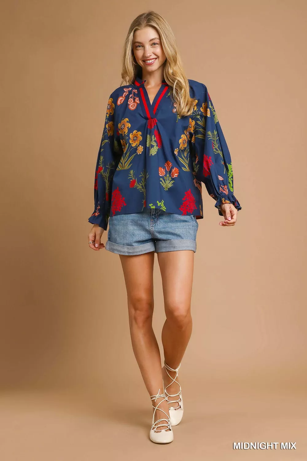 Floral Print Flounce Sleeve Blouse, image 5