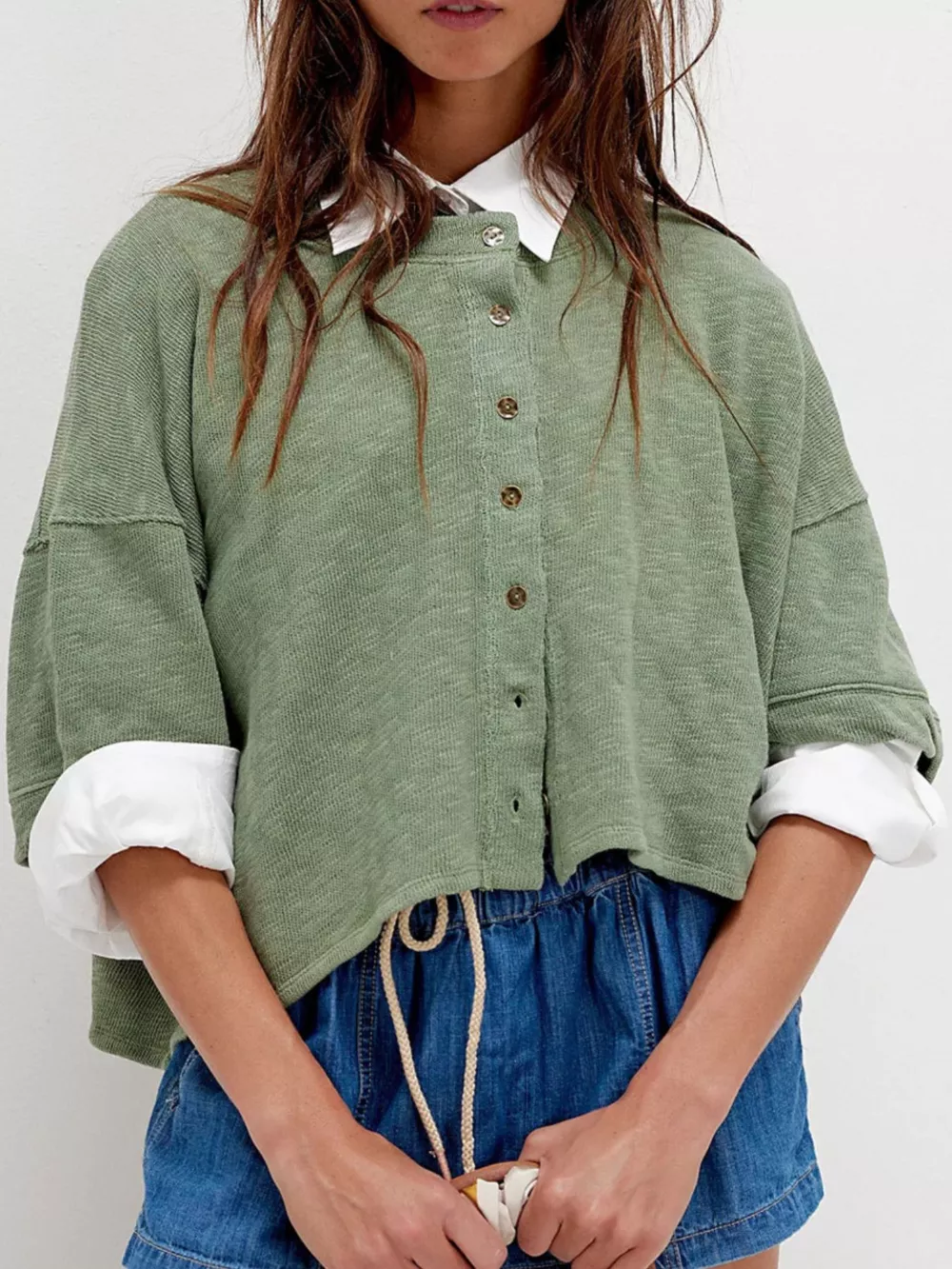 Button-Front Half Sleeve Cardigan, image 11